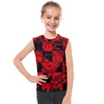 Red Grunge Skull Kids  Mesh Tank Top