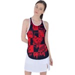 Red Grunge Skull Racer Back Mesh Tank Top