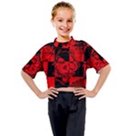 Red Grunge Skull Kids Mock Neck Tee