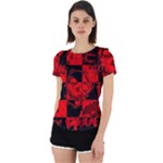 Red Grunge Skull Back Cut Out Sport Tee