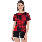 Red Grunge Skull Open Back Sport Tee
