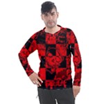 Red Grunge Skull Men s Pique Long Sleeve Tee