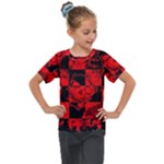 Red Grunge Skull Kids  Mesh Piece Tee