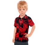 Red Grunge Skull Kids  Polo Tee