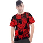 Red Grunge Skull Men s Sport Top
