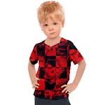 Red Grunge Skull Kids  Sports Tee