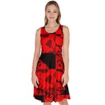 Red Grunge Skull Knee Length Skater Dress With Pockets