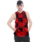 Red Grunge Skull Men s Sleeveless Hoodie