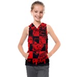 Red Grunge Skull Kids  Sleeveless Hoodie