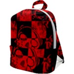 Red Grunge Skull Zip Up Backpack