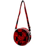 Red Grunge Skull Crossbody Circle Bag