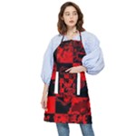 Red Grunge Skull Pocket Apron