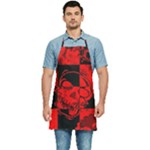 Red Grunge Skull Kitchen Apron