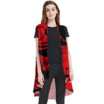 Red Grunge Skull Sleeveless Chiffon Waistcoat Shirt