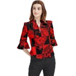Red Grunge Skull Loose Horn Sleeve Chiffon Blouse