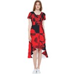 Red Grunge Skull High Low Boho Dress