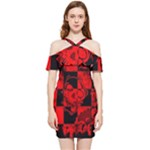 Red Grunge Skull Shoulder Frill Bodycon Summer Dress