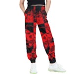 Red Grunge Skull Kids  Elastic Waist Pants