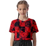 Red Grunge Skull Kids  Basic Tee