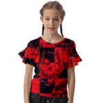 Red Grunge Skull Kids  Cut Out Flutter Sleeves