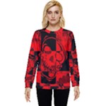 Red Grunge Skull Hidden Pocket Sweatshirt