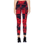 Red Grunge Skull Pocket Leggings 