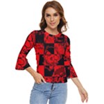 Red Grunge Skull Bell Sleeve Top