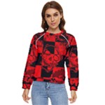 Red Grunge Skull Women s Long Sleeve Raglan Tee