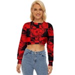 Red Grunge Skull Lightweight Long Sleeve Sweatshirt