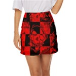 Red Grunge Skull Mini Front Wrap Skirt