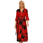 Red Grunge Skull Midsummer Wrap Dress