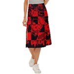 Red Grunge Skull Midi Panel Skirt