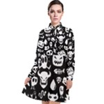 Monsters Long Sleeve Chiffon Shirt Dress