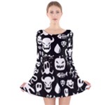 Monsters Long Sleeve Velvet Skater Dress