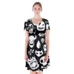 Monsters Short Sleeve V-neck Flare Dress