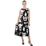Monsters Midi Tie-Back Chiffon Dress