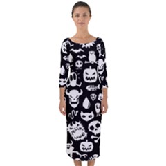 Quarter Sleeve Midi Bodycon Dress 