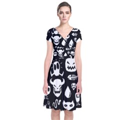 Short Sleeve Front Wrap Dress 