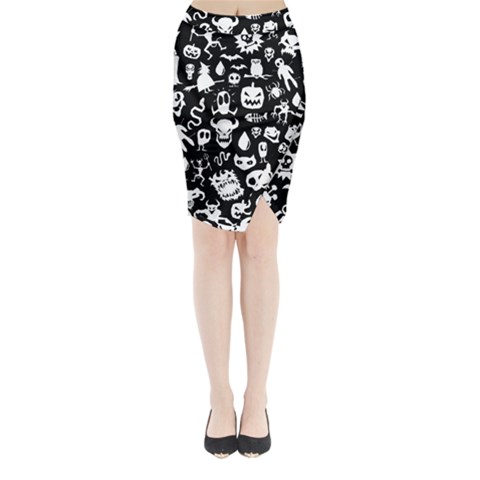 Monsters Midi Wrap Pencil Skirt from ArtsNow.com