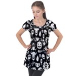 Monsters Puff Sleeve Tunic Top