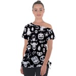 Monsters Off Shoulder Tie-Up Tee