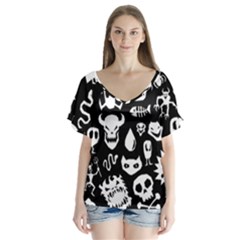 V-Neck Flutter Sleeve Top 