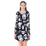 Monsters Long Sleeve V-neck Flare Dress
