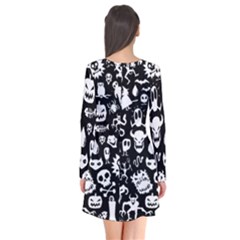 Long Sleeve V-neck Flare Dress 