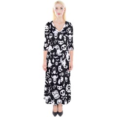 Quarter Sleeve Wrap Maxi Dress 