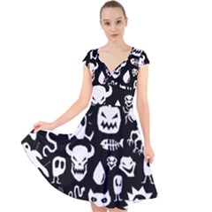 Cap Sleeve Front Wrap Midi Dress 
