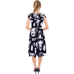 Cap Sleeve Front Wrap Midi Dress 