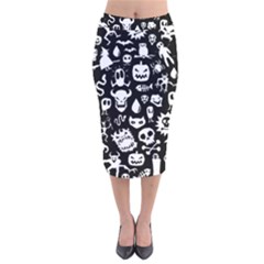 Velvet Midi Pencil Skirt 