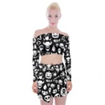 Monsters Off Shoulder Top with Mini Skirt Set