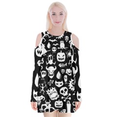 Monsters Velvet Long Sleeve Shoulder Cutout Dress from ArtsNow.com